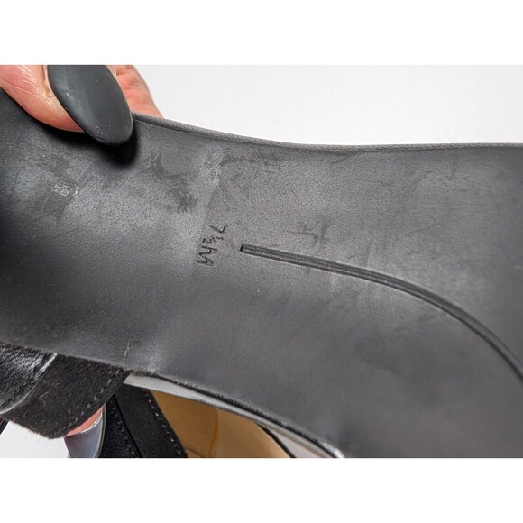 Nine West Alvaa Black Leather Pointed Toe Slip On Half D'Orsay Stiletto 7.5M - Picture 13 of 15